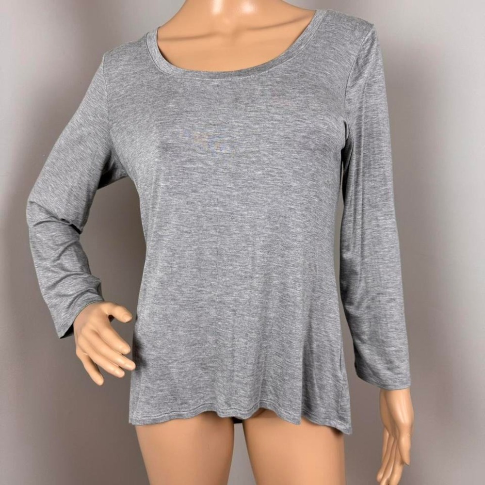 Betsey Johnson Gray  Long Sleeve Top with‎ Pink Lace Heart🩷Size S Small